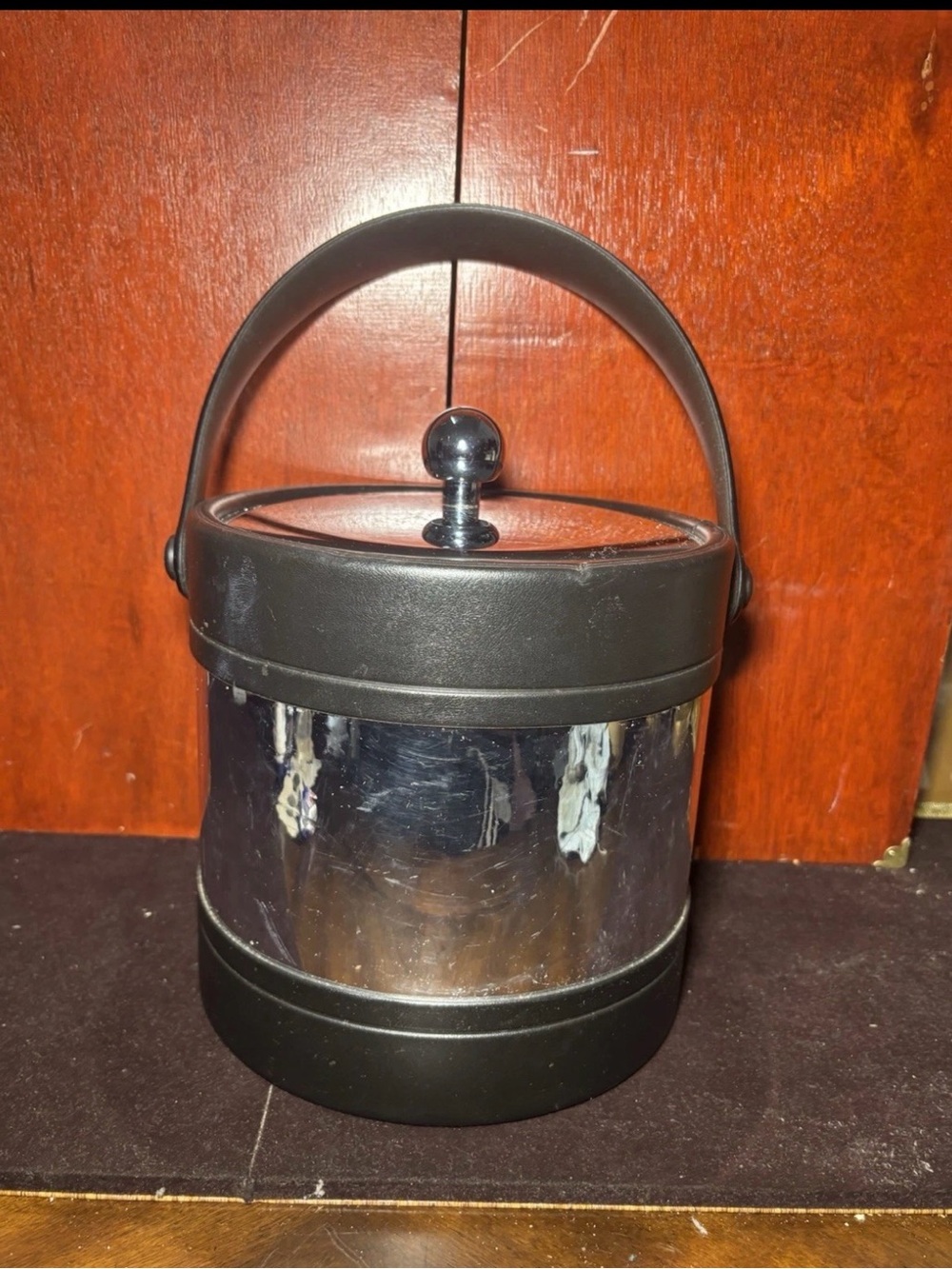 Black Stainless Steel Ice Bucket with Handle